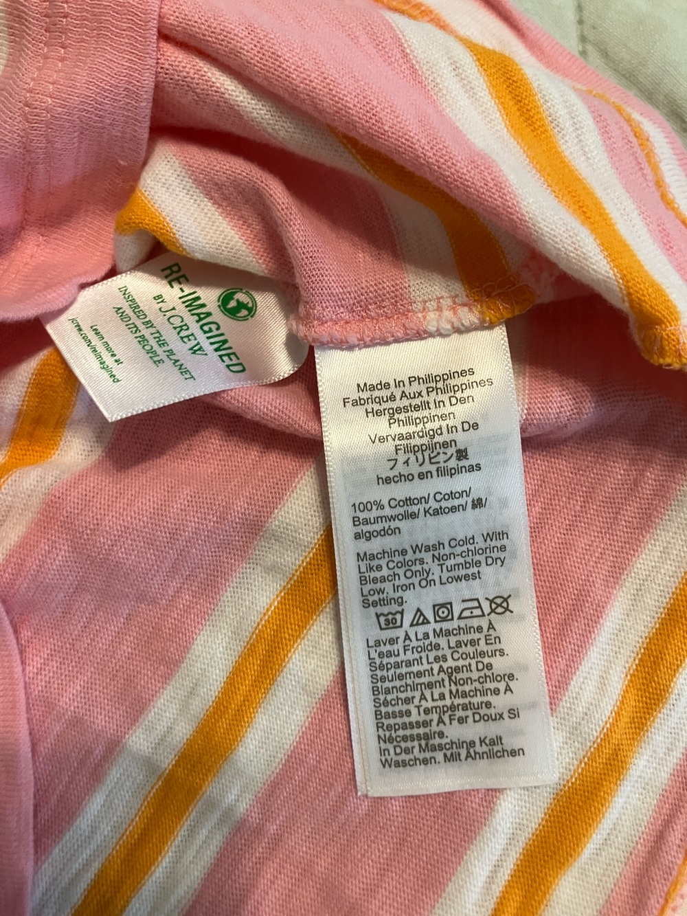 J. Crew Pink and Orange Girlfriend Tee 100% Cotton - Picture 3 of 3